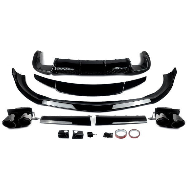 For Mercedes S-Class W223 Gloss Black Front Splitter Lip Rear Diffuser Body Kits