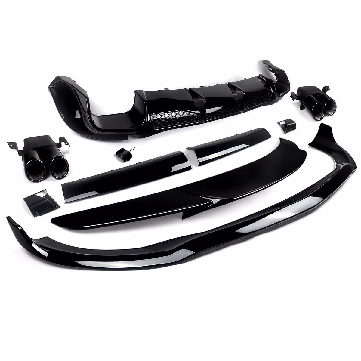 For Mercedes S-Class W223 Gloss Black Front Splitter Lip Rear Diffuser Body Kits