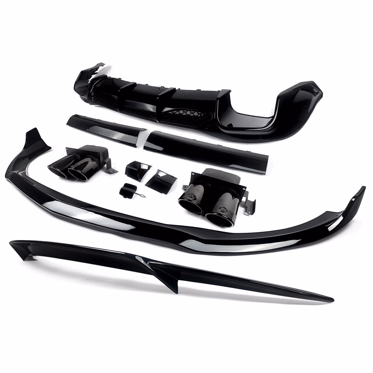Per Mercedes Classe S W223 Splitter anteriore nero lucido Labbro diffusore posteriore Body Kits