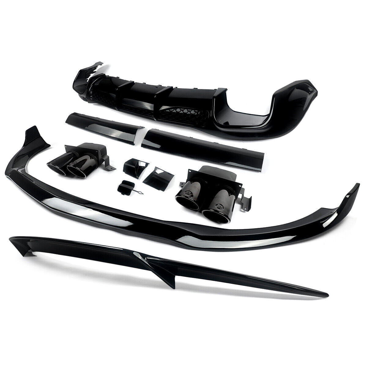 For Mercedes S-Class W223 Gloss Black Front Splitter Lip Rear Diffuser Body Kits