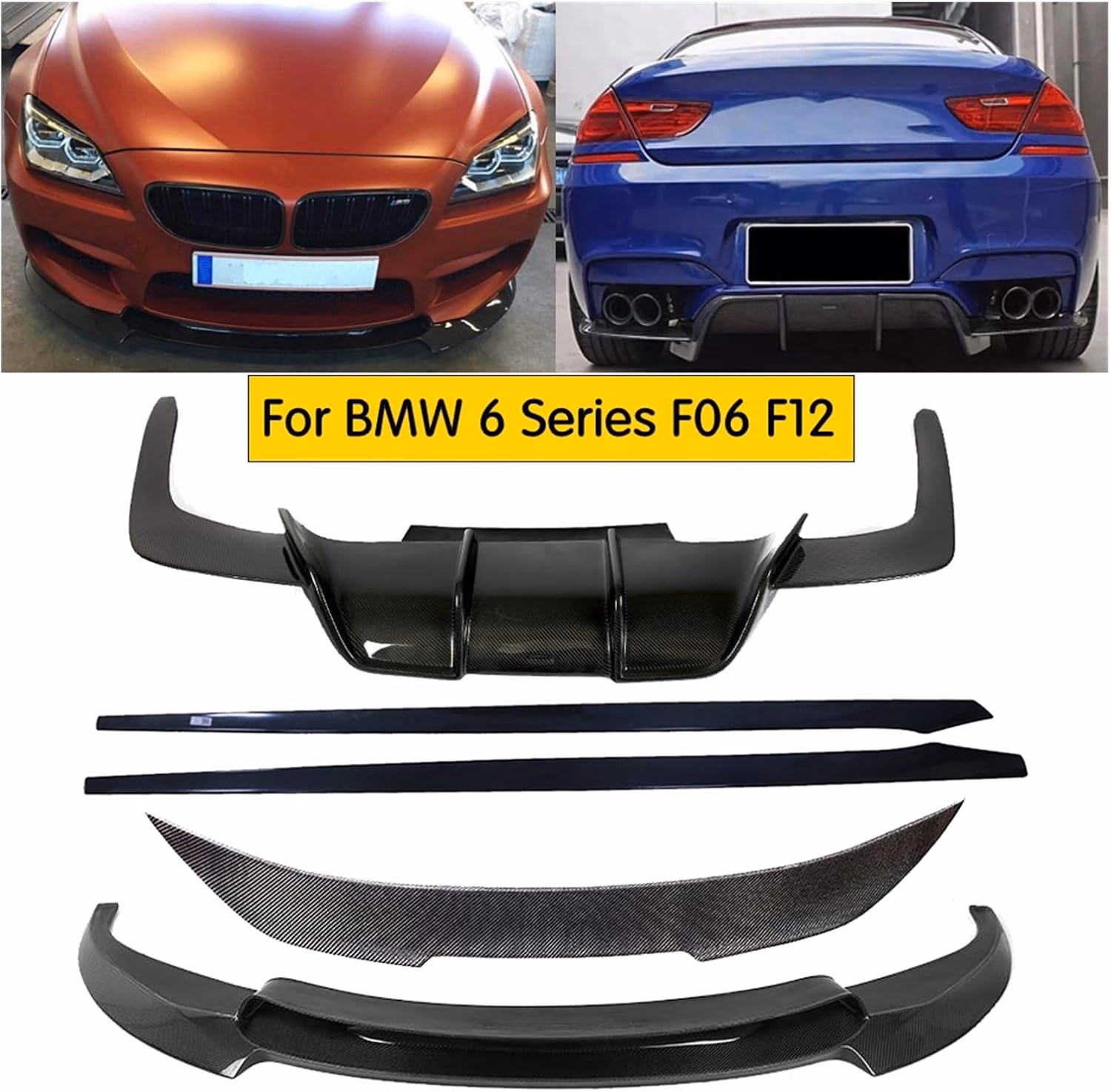 BMW M6 F06 F12 F13 Carbon Fiber Front Lip & Rear Spoiler Kit